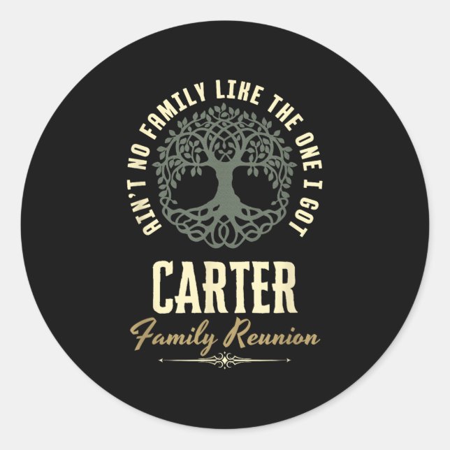 Pegatina Redonda Diseño coincidente de Family Reunion 2025 - Carter (Anverso)