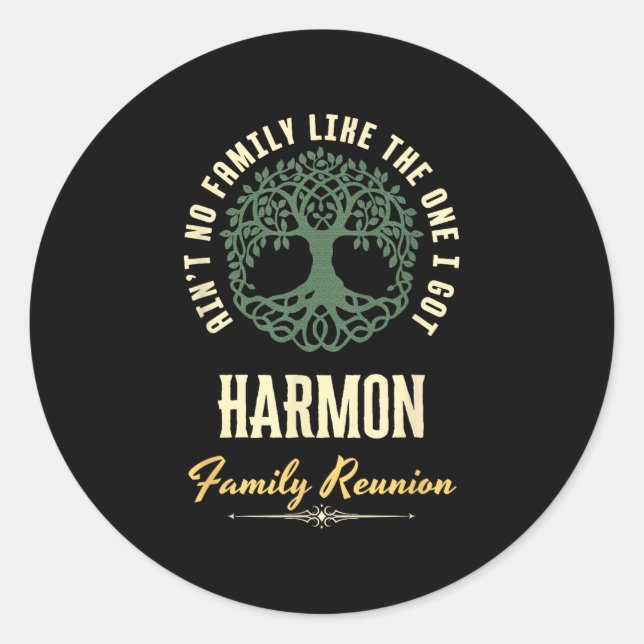 Pegatina Redonda Diseño coincidente de Family Reunion 2025 - Harmon (Anverso)