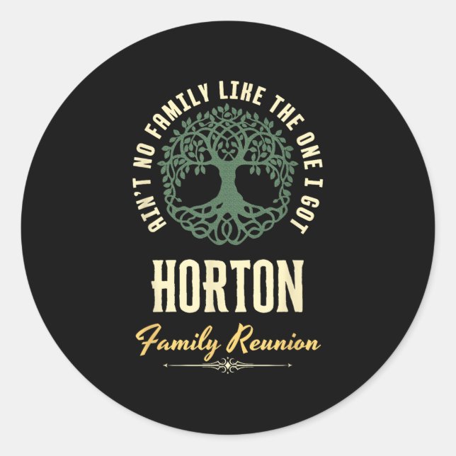 Pegatina Redonda Diseño coincidente de Family Reunion 2025 - Horton (Anverso)