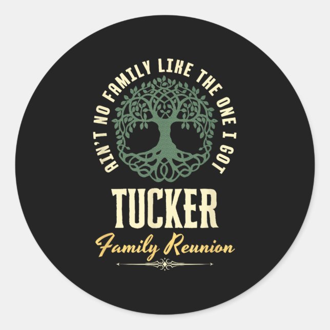 Pegatina Redonda Diseño coincidente de Family Reunion 2025 - Tucker (Anverso)