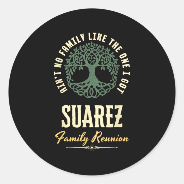 Pegatina Redonda Diseño coincidente de Reunión Familiar 2025 - Suár (Anverso)