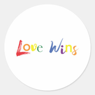 Pegatina Redonda Diseño colorido, alegre y creativo de Love Wins