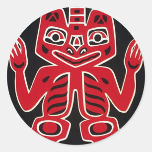Pegatina Redonda Diseño combinado del ~ Alaska del Haida
