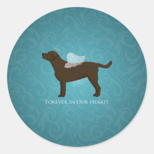 Pegatina Redonda Diseño conmemorativo de Chocolate Lab Angel Mascot