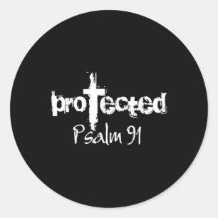 Pegatina Redonda Diseño cristiano Jesús - Salmo protegido por Dios