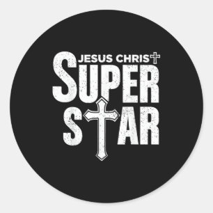 Pegatina Redonda Diseño Cristiano Jesús Vintage Jesús Cristo Super 