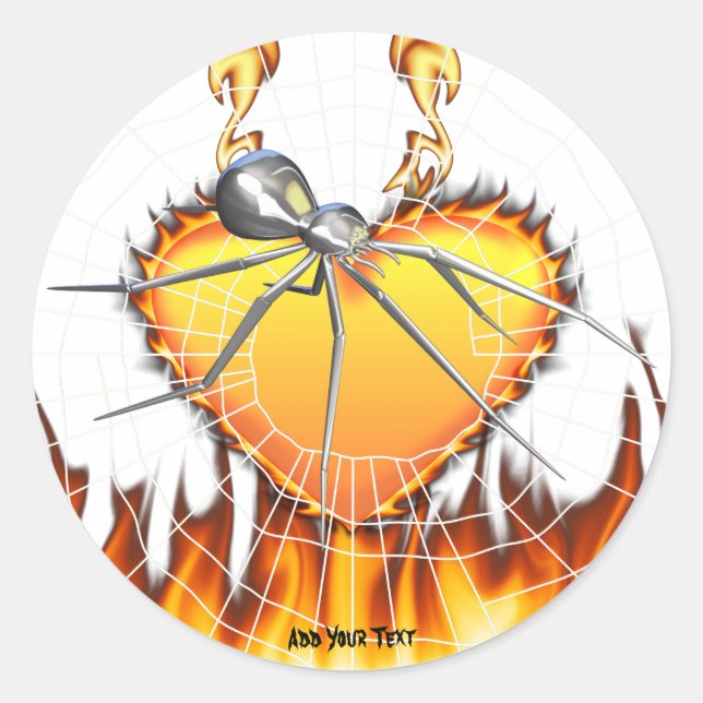 Pegatina Redonda Diseño cromado de viuda negra 1 (Anverso)