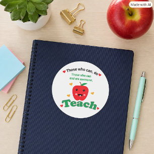 Pegatina Redonda Diseño de agradecimiento a maestros con manzana li