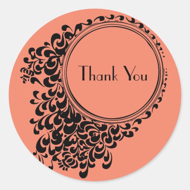 Pegatina Redonda Diseño de agradecimiento retro Chic vintage (Anverso)