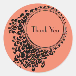 Pegatina Redonda Diseño de agradecimiento retro Chic vintage