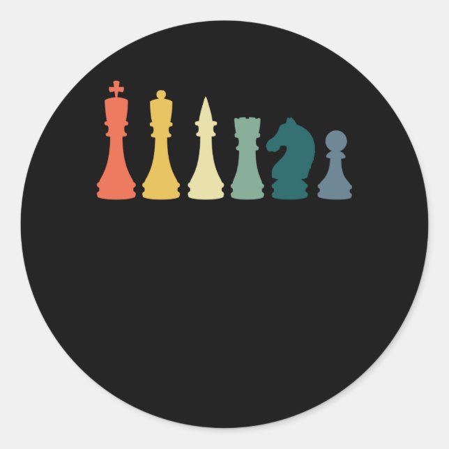 Pegatina Redonda Diseño de ajedrez retro vintage - ajedrez (Anverso)