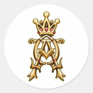 Pegatina Redonda Diseño de Alpha Omega King of Kings