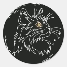 Pegatina Redonda Diseño de Amante de Gato Adorable