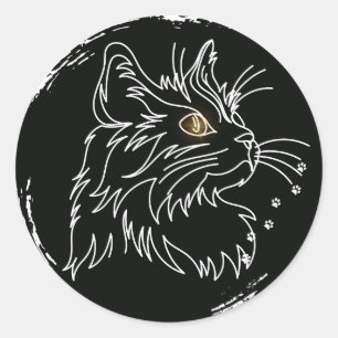 Pegatina Redonda Diseño de Amante de Gato Adorable