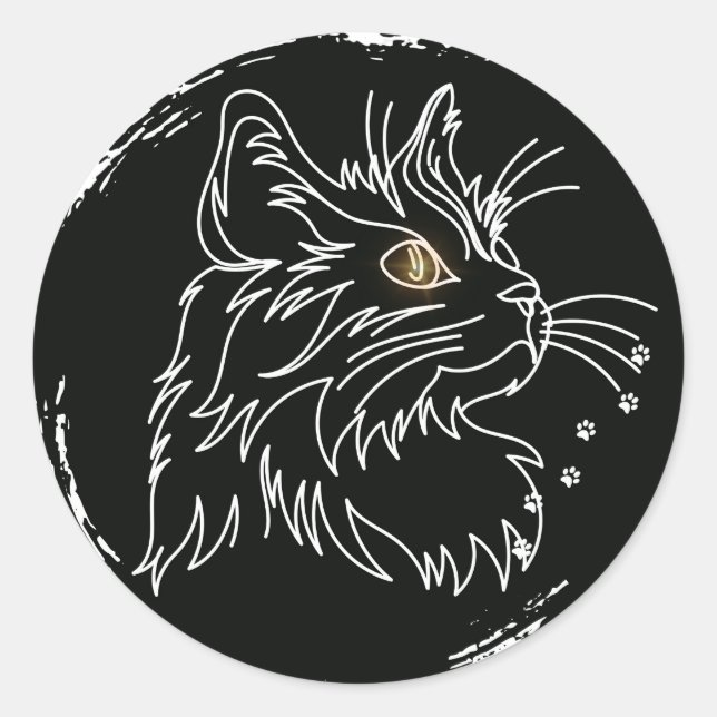 Pegatina Redonda Diseño de Amante de Gato Adorable (Anverso)