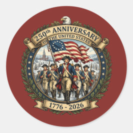 Pegatina Redonda Diseño de aniversario americano histórico