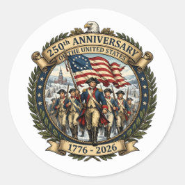 Pegatina Redonda Diseño de aniversario americano histórico