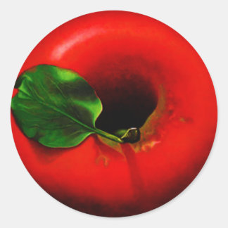 Pegatina Redonda Diseño de Apple Rojo