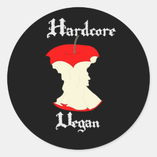 Pegatina Redonda Diseño de Apple Vegan Hardcore