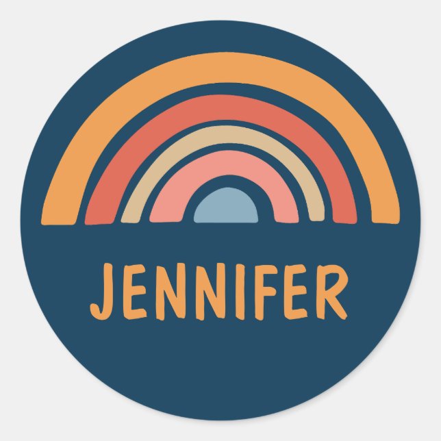 Pegatina Redonda Diseño de arcoiris colorido (Anverso)
