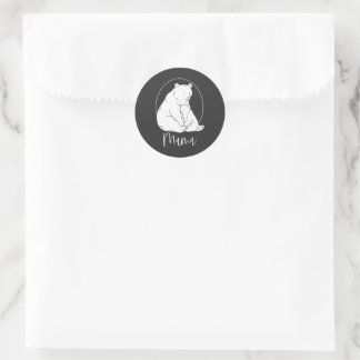 Pegatina Redonda Diseño de arte de línea de Mamá Oso minimalista