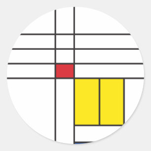Pegatina Redonda Diseño de Arte Moderno Minimalista De Stijl Mondri