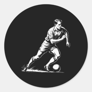 Pegatina Redonda Diseño de arte pixelado de balón de fútbol en movi