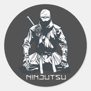 Pegatina Redonda Diseño de Asesino Ninjutsu Japonés Ninja