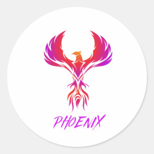 Pegatina Redonda diseño de astiques foenix