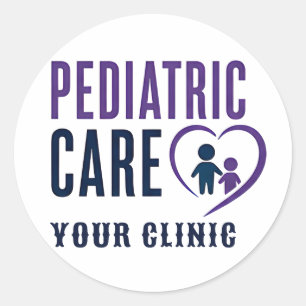 Pegatina Redonda Diseño de atención médica pediátrica