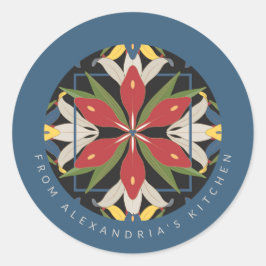 Pegatina Redonda Diseño de Azulejos Azules para Cocina | Desde la C