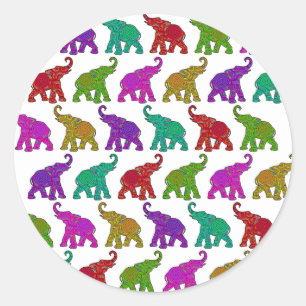 Pegatina Redonda Diseño de baldosas para el patrón Elephant Walk