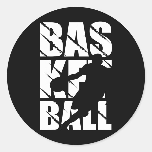 Pegatina Redonda Diseño de baloncesto para jugadores de baloncesto  (Anverso)