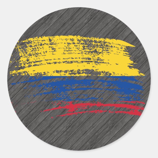 Pegatina Redonda Diseño de bandera colombiana de Guay (Anverso)