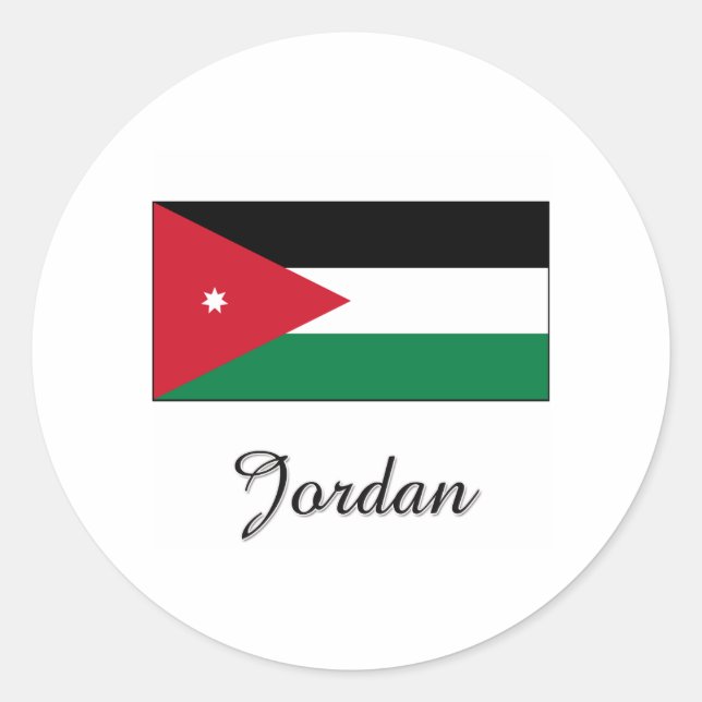 Pegatina Redonda Diseño de bandera de Jordania (Anverso)