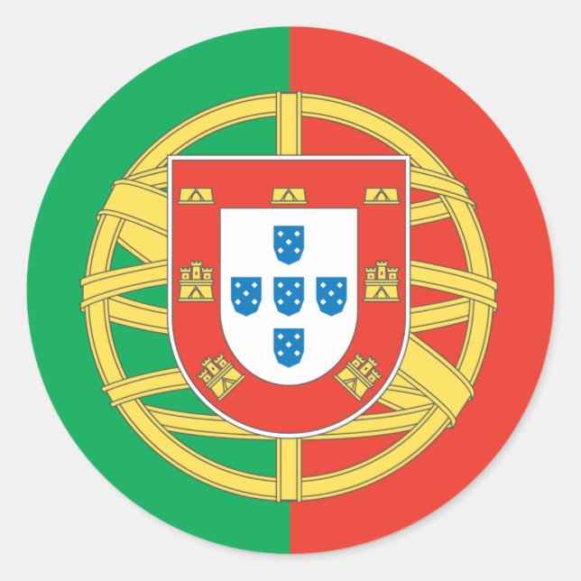 Pegatina Redonda Diseño de bandera de Portugal (Anverso)