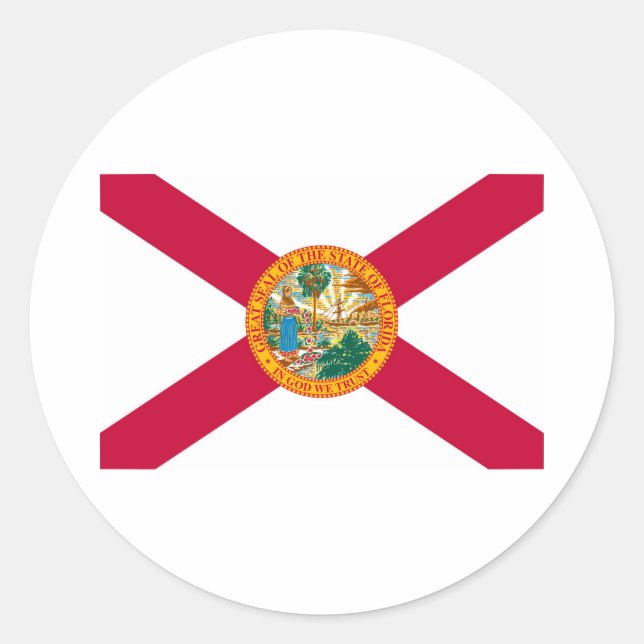 Pegatina Redonda Diseño de bandera del estado de Florida (Anverso)