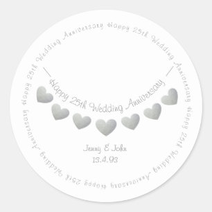 Pegatina Redonda diseño de banderines para aniversario de bodas de