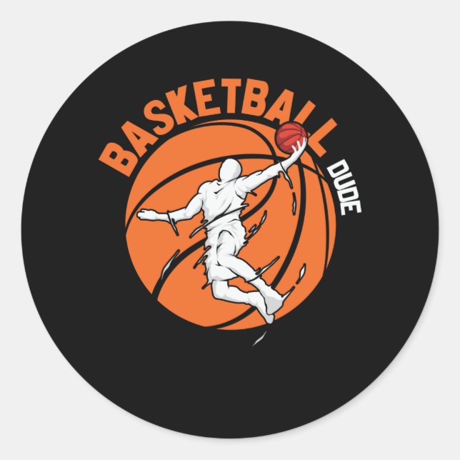 Pegatina Redonda Diseño de básquetbol con amigos en baloncesto (Anverso)