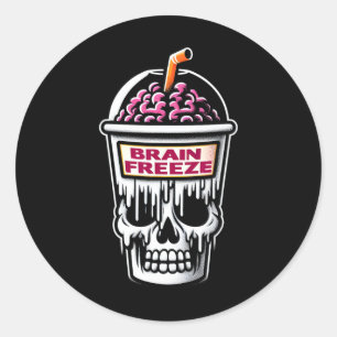 Pegatina Redonda Diseño de bebida Halloween con helado de helado de