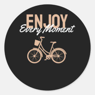 Pegatina Redonda Diseño de bicicletas - Disfruta cada momento