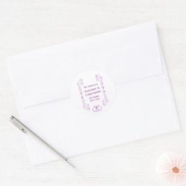 Pegatina Redonda Diseño de Boda de trabajo de púrpura
