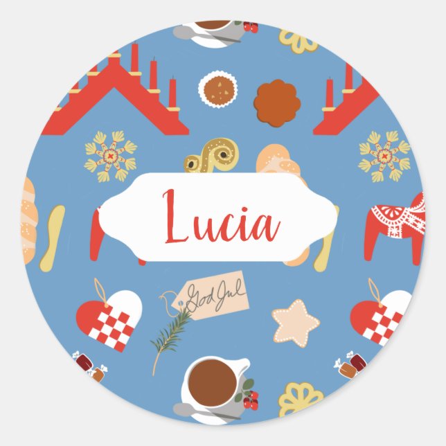 Pegatina Redonda Diseño de bollería para Navidades escandinavos/sue (Anverso)