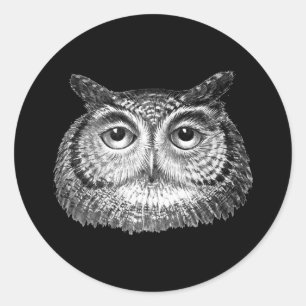 Pegatina Redonda Diseño de búho boho vintage