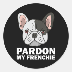 Pegatina Redonda Diseño de Bulldog francés para hombres Las mujeres