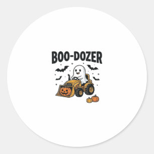 Pegatina Redonda Diseño de Bulldozer Fantasma de Halloween Boo-Doze