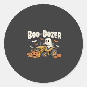 Pegatina Redonda Diseño de Bulldozer Fantasma de Halloween Boo-Doze