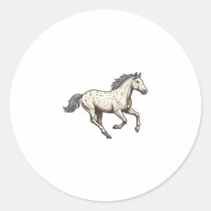 Pegatina Redonda Diseño de caballo Appaloosa corriendo grabado vint