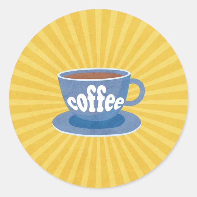 Pegatina Redonda Diseño de café retro (Anverso)