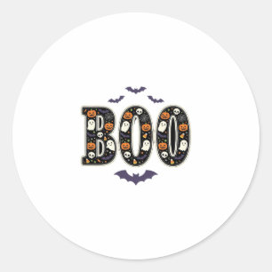 Pegatina Redonda Diseño de calabaza fantasma Boo de Halloween lindo